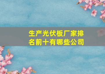 生产光伏板厂家排名前十有哪些公司