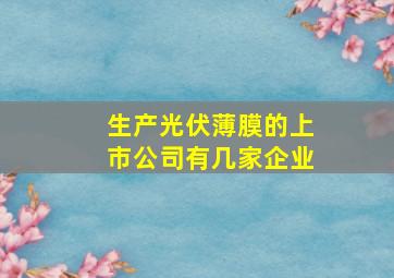 生产光伏薄膜的上市公司有几家企业