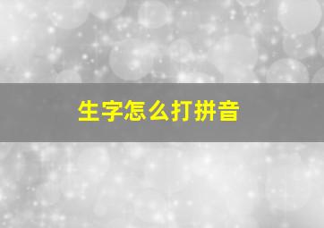 生字怎么打拼音