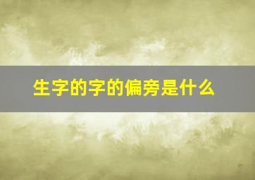 生字的字的偏旁是什么