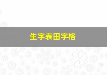 生字表田字格