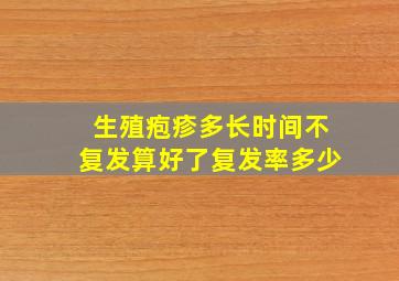 生殖疱疹多长时间不复发算好了复发率多少