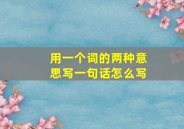 用一个词的两种意思写一句话怎么写