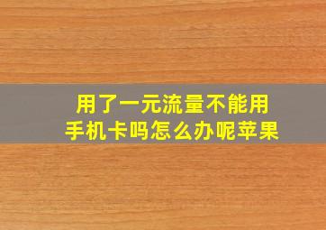 用了一元流量不能用手机卡吗怎么办呢苹果