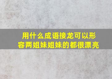 用什么成语接龙可以形容两姐妹姐妹的都很漂亮