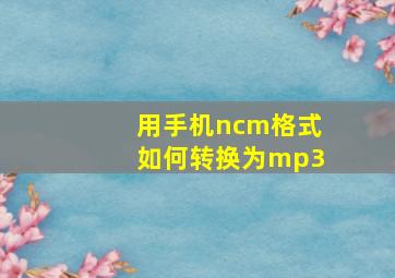 用手机ncm格式如何转换为mp3