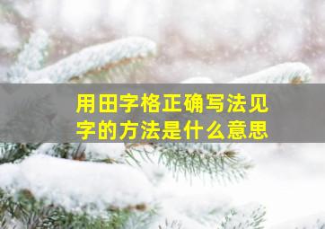 用田字格正确写法见字的方法是什么意思