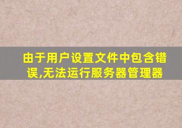 由于用户设置文件中包含错误,无法运行服务器管理器