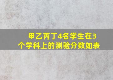 甲乙丙丁4名学生在3个学科上的测验分数如表