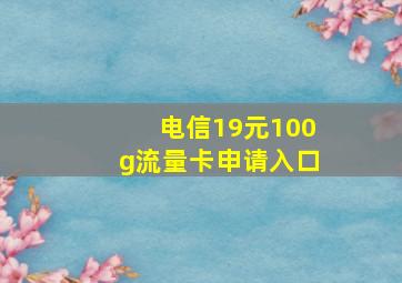 电信19元100g流量卡申请入口