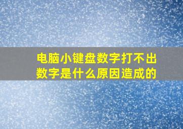 电脑小键盘数字打不出数字是什么原因造成的