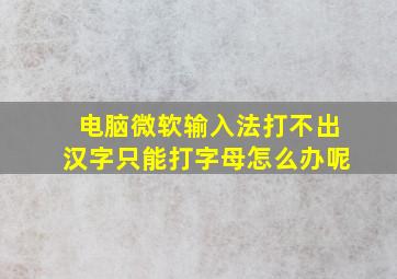 电脑微软输入法打不出汉字只能打字母怎么办呢