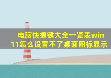 电脑快捷键大全一览表win11怎么设置不了桌面图标显示