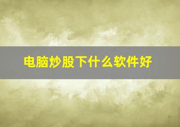 电脑炒股下什么软件好