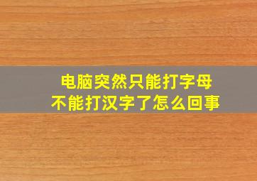 电脑突然只能打字母不能打汉字了怎么回事