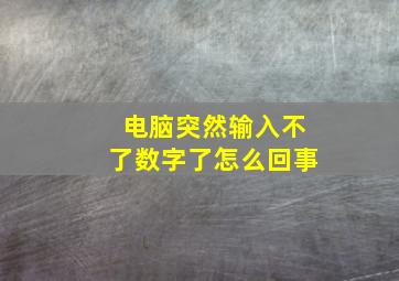 电脑突然输入不了数字了怎么回事