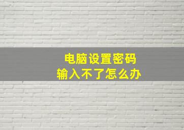 电脑设置密码输入不了怎么办