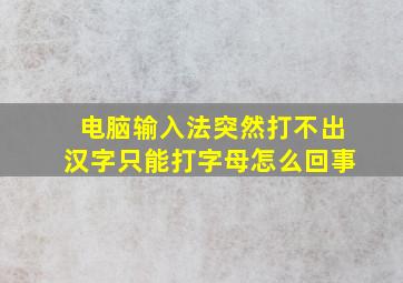 电脑输入法突然打不出汉字只能打字母怎么回事