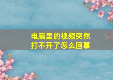 电脑里的视频突然打不开了怎么回事