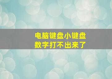 电脑键盘小键盘数字打不出来了