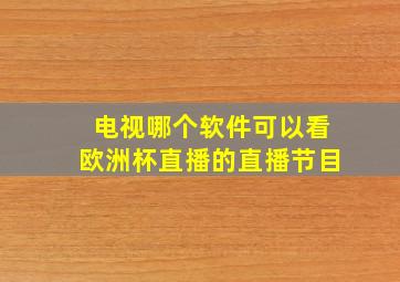 电视哪个软件可以看欧洲杯直播的直播节目