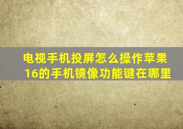 电视手机投屏怎么操作苹果16的手机镜像功能键在哪里