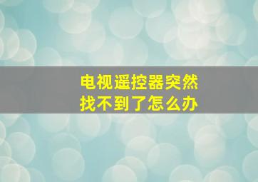 电视遥控器突然找不到了怎么办