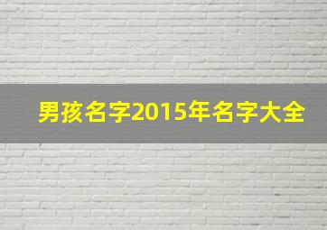 男孩名字2015年名字大全