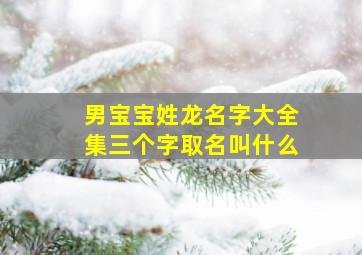 男宝宝姓龙名字大全集三个字取名叫什么