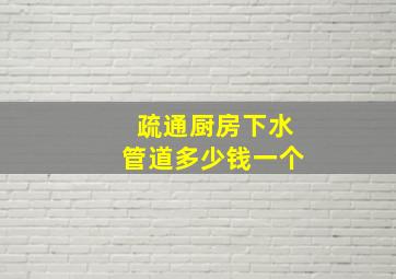 疏通厨房下水管道多少钱一个