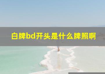 白牌bd开头是什么牌照啊