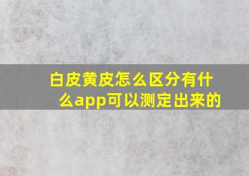 白皮黄皮怎么区分有什么app可以测定出来的