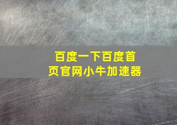 百度一下百度首页官网小牛加速器