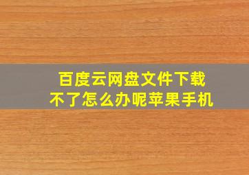 百度云网盘文件下载不了怎么办呢苹果手机