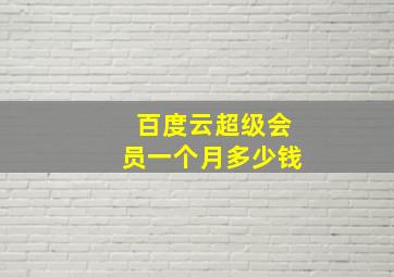 百度云超级会员一个月多少钱