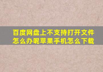 百度网盘上不支持打开文件怎么办呢苹果手机怎么下载