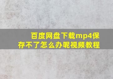 百度网盘下载mp4保存不了怎么办呢视频教程