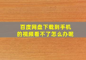 百度网盘下载到手机的视频看不了怎么办呢