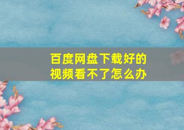 百度网盘下载好的视频看不了怎么办