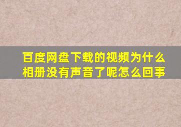 百度网盘下载的视频为什么相册没有声音了呢怎么回事