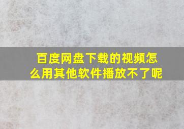 百度网盘下载的视频怎么用其他软件播放不了呢