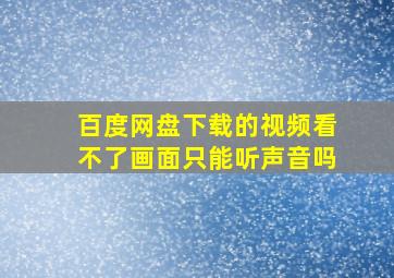 百度网盘下载的视频看不了画面只能听声音吗