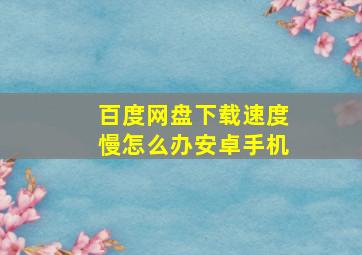 百度网盘下载速度慢怎么办安卓手机