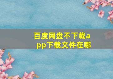 百度网盘不下载app下载文件在哪