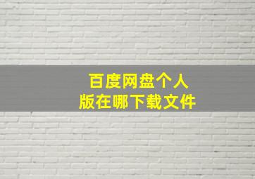 百度网盘个人版在哪下载文件