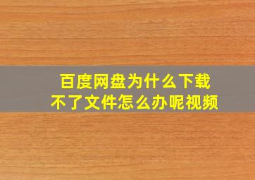 百度网盘为什么下载不了文件怎么办呢视频