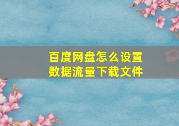 百度网盘怎么设置数据流量下载文件