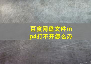 百度网盘文件mp4打不开怎么办