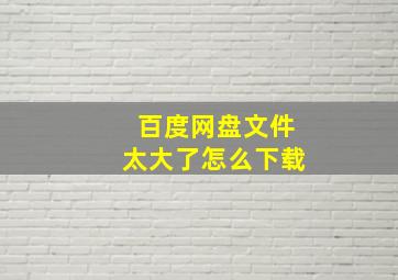 百度网盘文件太大了怎么下载