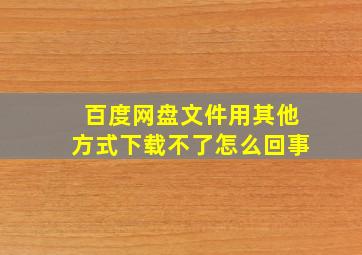 百度网盘文件用其他方式下载不了怎么回事